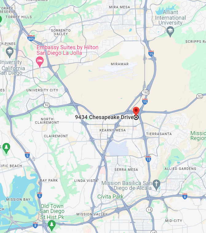 Zoom out map of Makello and Green Energy EPC Office at 9434 Chesapeake Dr, Suite 1210, San Diego, CA 92123