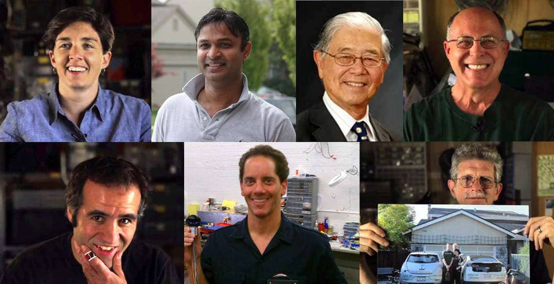 Carolyn Coquillette (Owner, Luscious Garage), Sam Syed (fmr Owner of Green Energy EPC by Makello, Inc.), Andrew Frank (Father of Modern Plug-In Hybrid Vehicles & CTO at Efficient Drivetranis), Ron Gremban (Technical Lead for CalCars, Inventor of the World’s first plug-in Prius), Daniel Sherwood (Founder, President, COO of PVComplete), Charlie Johnson (CEO of Makello), Felix Kramer (Founder of CalCars)